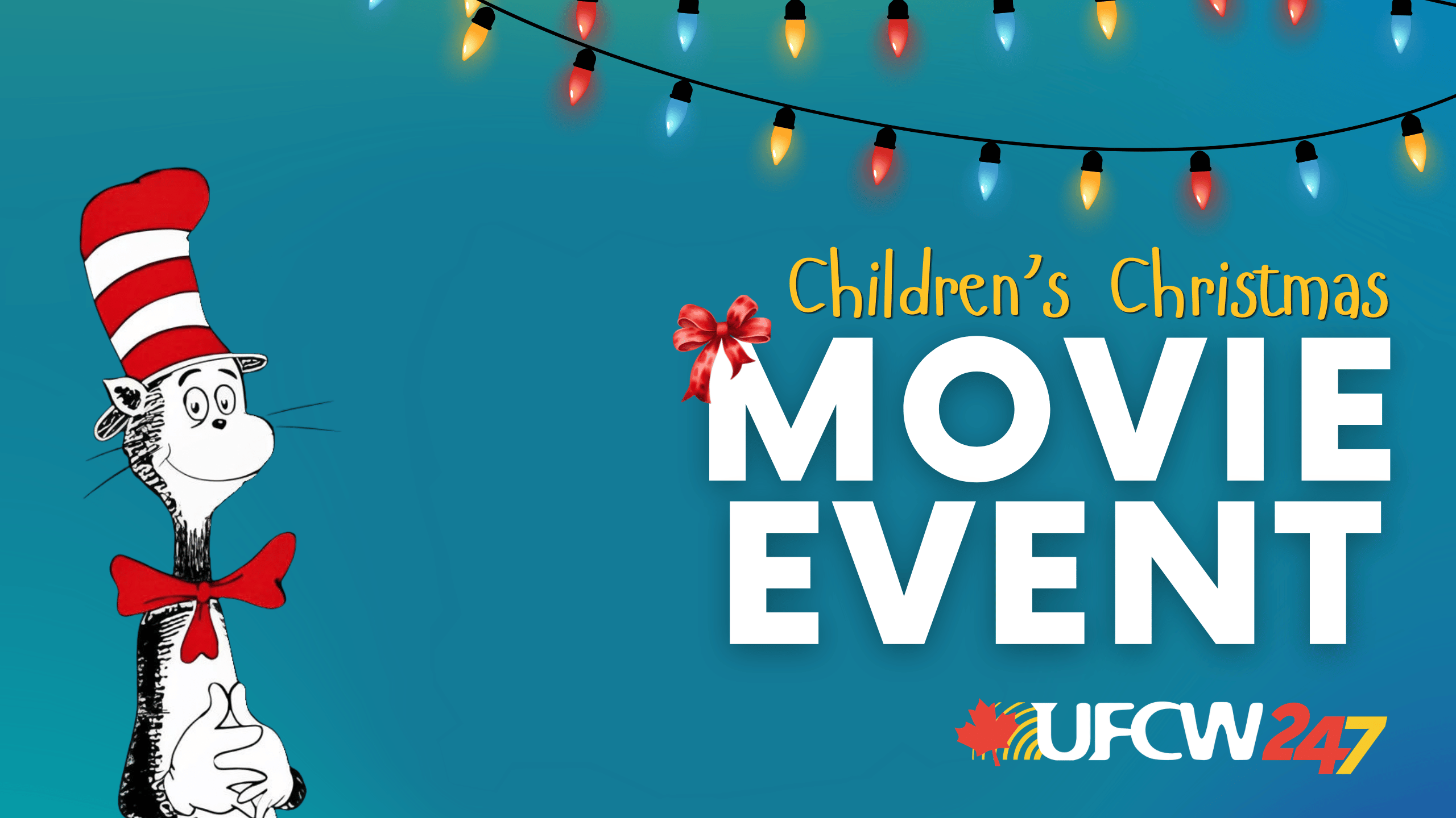 Christmas Movie Event banner with cat in the hat image